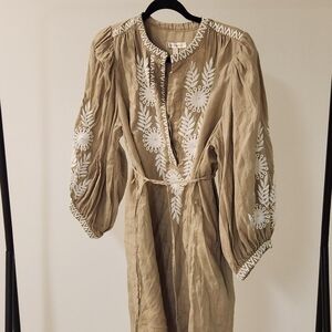 Banana Republic Beige Dress with White Embroidery